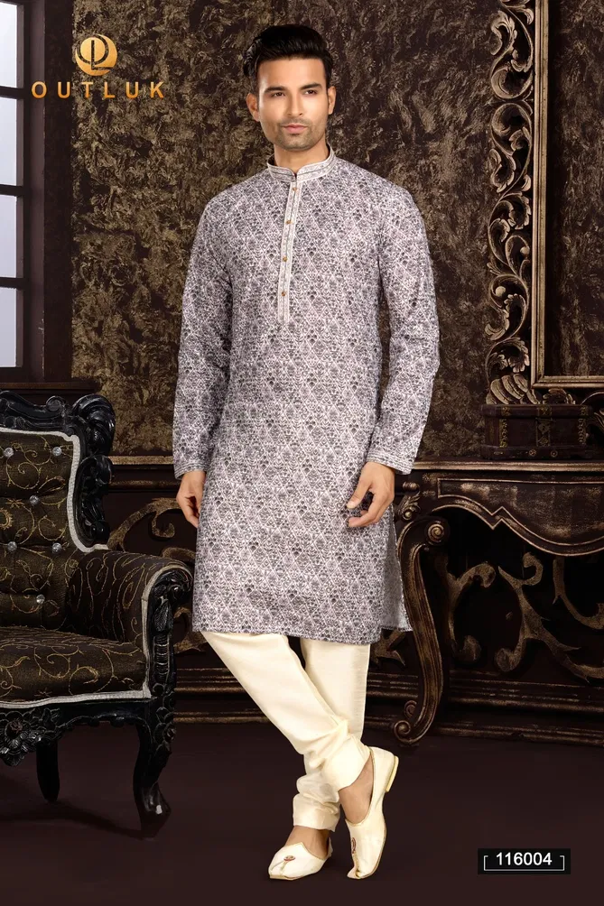 Outluk Designer Festive Wear Mens Kurta Pajama Wholesale Market In Surat
